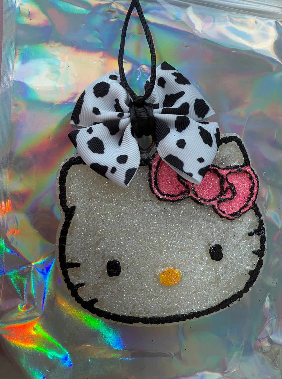 Cow Print Kitty Head Freshie Gonzales Creates